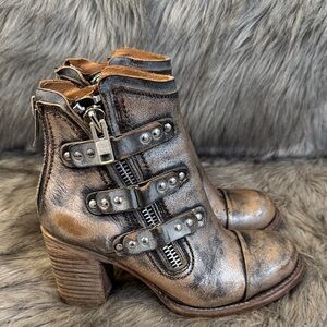 freebird Beckett Black & Brown Leather Ankle Boots Size 8